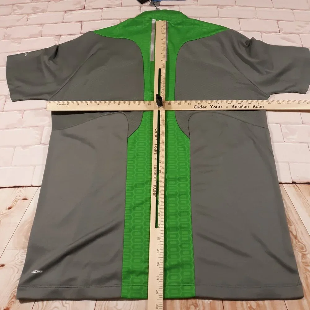 Adidas Golf Shirt Mens Large Leaner Gray Green 1/4 Zip Pullover Climacool NEW‎